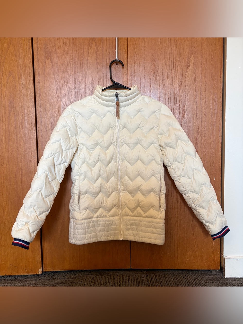 Aigle Cream Quilted Coat with Branded Neck Label